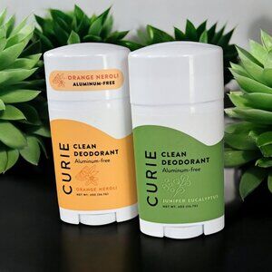Curie Solid Deodorant Stick Set of Two Aluminum-Free 2oz Pure Clean Fresh New